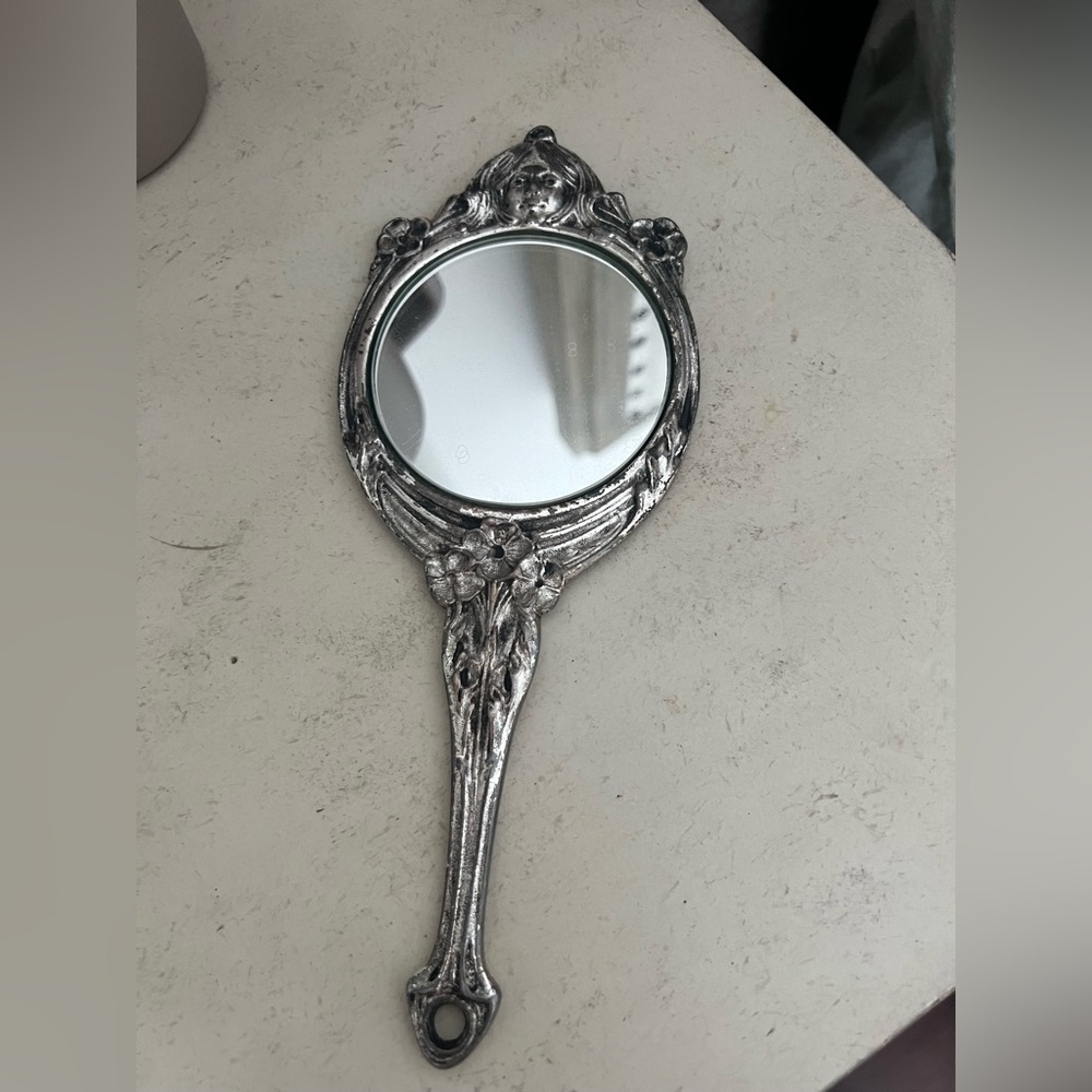 Vintage-Silver Handheld Mirror Tommi Parzinger Signed